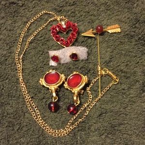 Vintage MMA signed necklace earrings pin